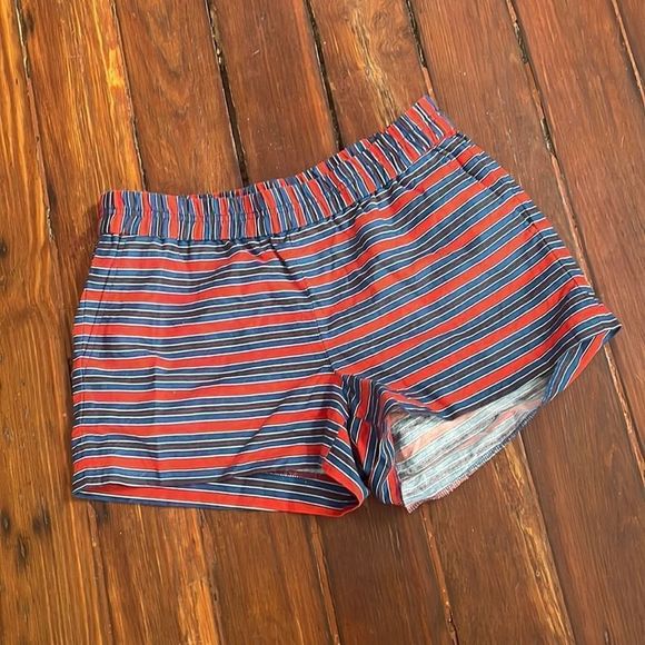 J. Crew Factory linen cotton blend striped elastic waist shorts sz 10 - Picture 1 of 7